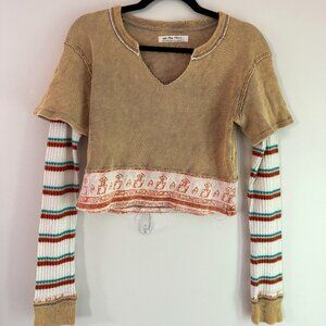 Free People cropped long sleeve; size XS; mixed patterns